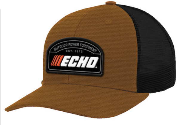 Canvas brown and black cap with ECHO logo patch